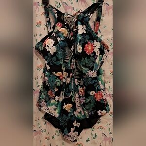 NWOT Torrid Black Floral 1PC Beach Pool Swim Vacation Bathing Suit Plus SZ XXL